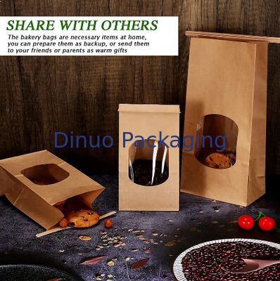 Biodegradable Kraft Paper Snack Bags With Clear Window For Bakery Catering Food Storage And Takeaway
