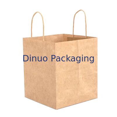 Recyclable Brown Kraft Paper Tote Bag With Paper Handles Lightweight Disposable Bag For Packaging