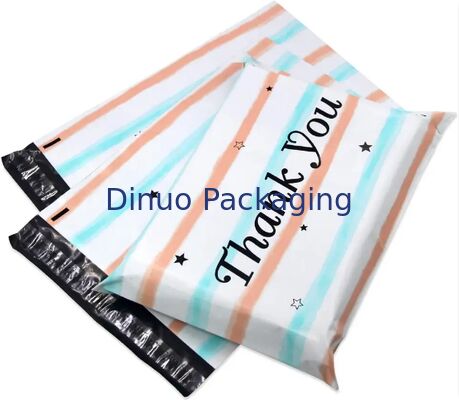 Sustainable Waterproof Compostable Mailing Bag With Color Stripe And Thank You Print For Packaging