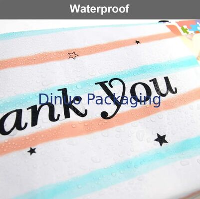Sustainable Waterproof Compostable Mailing Bag With Color Stripe And Thank You Print For Packaging