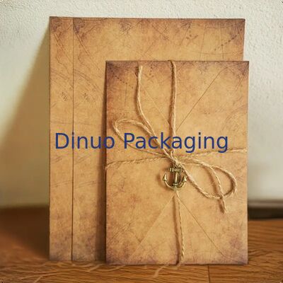 Antique Kraft Paper Envelopes Set With Rope And Metal Pendants For Retro Letter Gift Card Packaging
