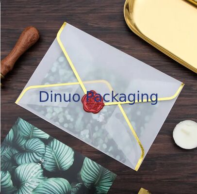 Custom Gilt Edge Glassine Paper Envelope Bag For Postcard Greeting Card Packing
