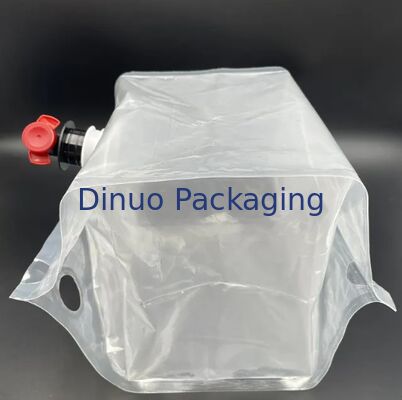 Clear Bag In Box With Reusable Valve Food Safe Transparent Liquid Packaging Bib Bag For Liquid Storage Dispensing
