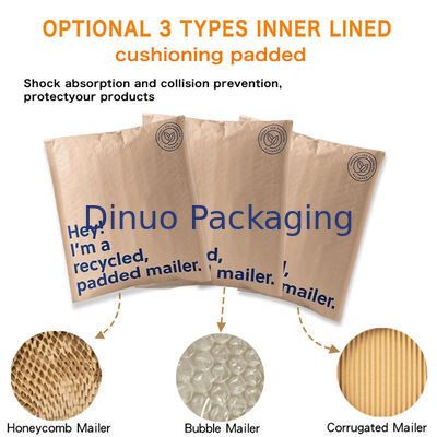 Custom Compostable Kraft Paper Envelope Mailers Recyclable 100% Biodegradable Honeycomb Padded Shipping Packaging Mailing Bags