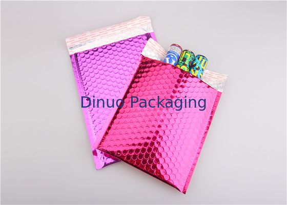 Pink Metallic Bubble Mailers / Bubble Wrap Envelopes For Electronic Products
