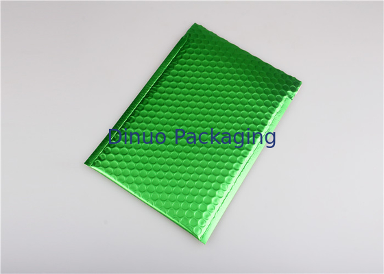 Quad Seal Light Green Metallic Bubble Mailers 265x360mm #I Plastic Shock Resistance for Promotion