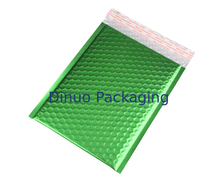 Quad Seal Light Green Metallic Bubble Mailers 265x360mm #I Plastic Shock Resistance for Promotion