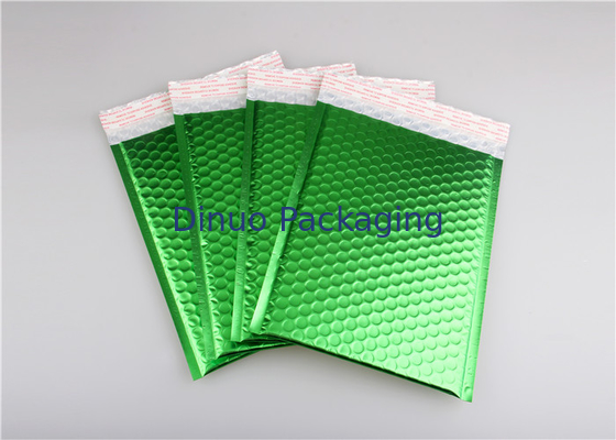 Quad Seal Light Green Metallic Bubble Mailers 265x360mm #I Plastic Shock Resistance for Promotion