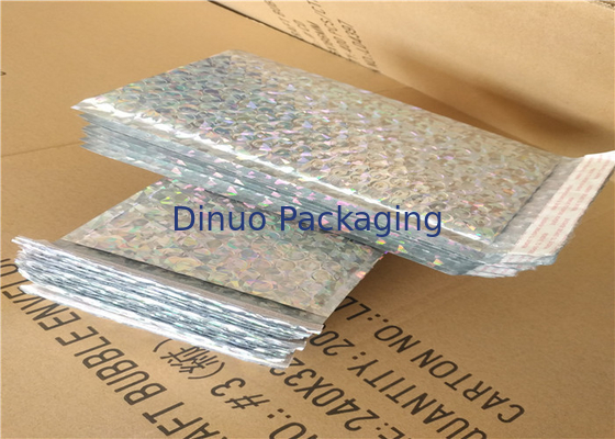Silver Glamour Holographic Bubble Mailers Padded Envelopes Shock Resistance
