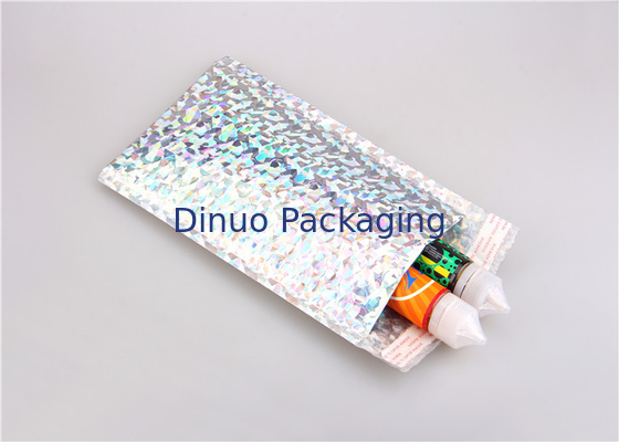 Silver Glamour Holographic Bubble Mailers Padded Envelopes Shock Resistance