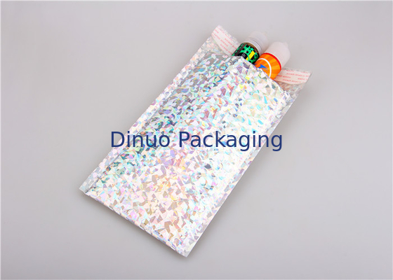 Silver Glamour Holographic Bubble Mailers Padded Envelopes Shock Resistance