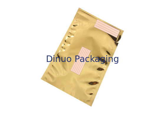 Gold Color Resealable Aluminum Foil Bags , Food Packaging Aluminum Foil Sachet