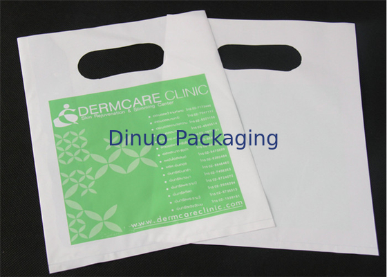 320*400mm Plastic Poly Pack Bags With Handle , Plastic Shopping Bags Custom Logo