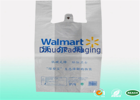 Printed Plastic  Shopping Bags With Handles , Recycled Biodegradable Shopping Bags