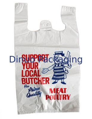 Printed Plastic  Shopping Bags With Handles , Recycled Biodegradable Shopping Bags