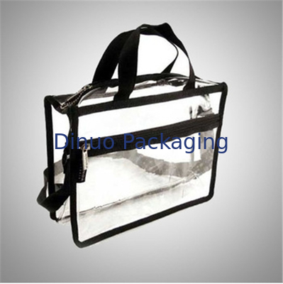 Recyclable Transparent Pvc Zipper Bag / Travel Storage Bags With Handle