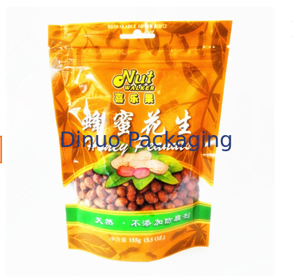 Three Side Seal Custom Printed Stand Up Pouch Aluminum Foil Material Zipper Top