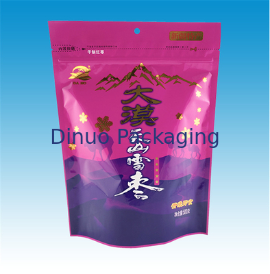 Three Side Seal Custom Printed Stand Up Pouch Aluminum Foil Material Zipper Top