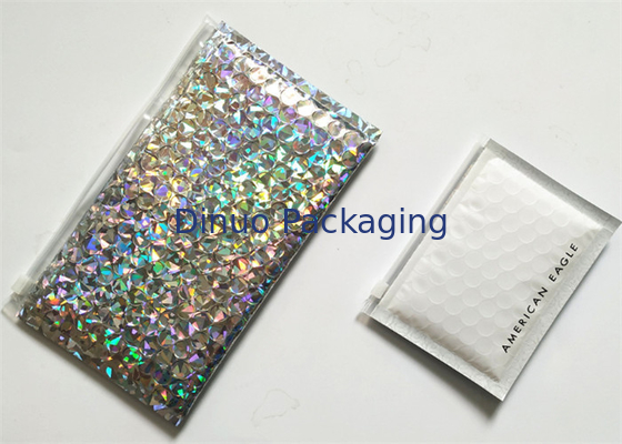 Silver Decorative Holographic Bubble Mailers Custom Printing Color Design