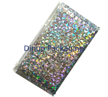 Silver Decorative Holographic Bubble Mailers Custom Printing Color Design