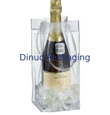 Custom PVC Packaging Bags , Clear Plastic Cooler Ice Bag For Wine Packing