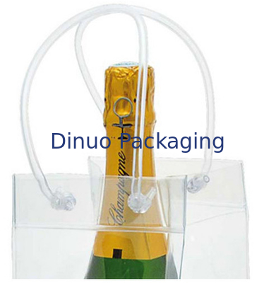 Transparent PVC Plastic Bag , Customized PVC Tote Bag For Red Wine Packing