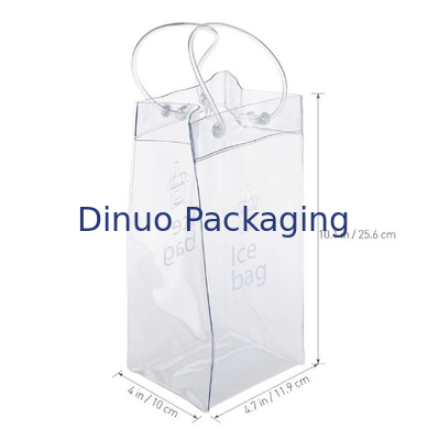 Security String Handle PVC Packaging Bags , Reusable Plastic Wine Cooler Bags