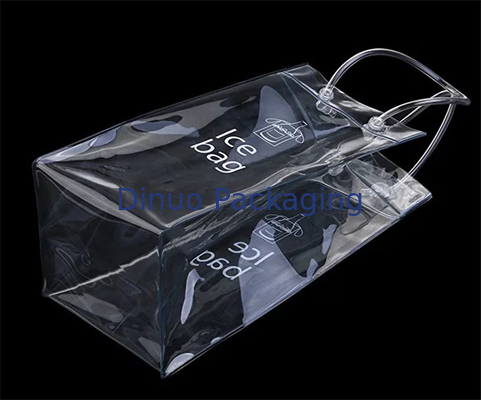 Security String Handle PVC Packaging Bags , Reusable Plastic Wine Cooler Bags
