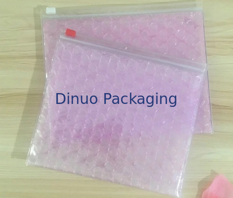 0.06-0.1mm Thickness PVC Bubble Bag / Reusable Mailer Plastic Zipper Bag