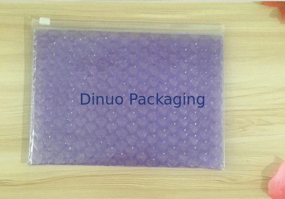 0.06-0.1mm Thickness PVC Bubble Bag / Reusable Mailer Plastic Zipper Bag