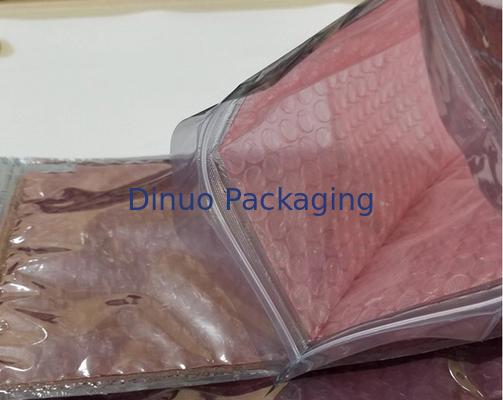 0.06-0.1mm Thickness PVC Bubble Bag / Reusable Mailer Plastic Zipper Bag