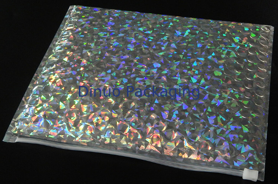 220x160mm Shiny Holographic Bubble Envelope Mailers with Zipper Cosmetic Bubble Jiffy Bag