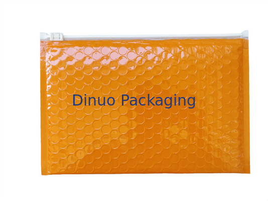 Full color metallic foil padded bubble zipper lock bag cosmetics packaging zipper bubble bag