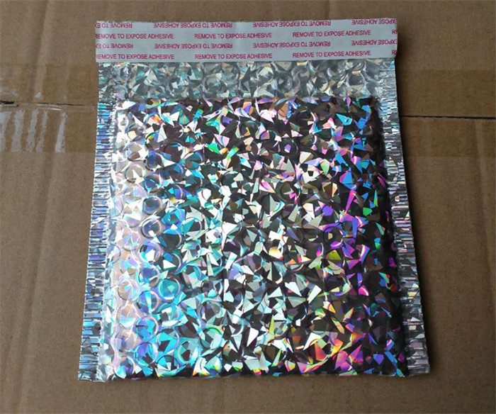 5x5 Inch Holographic Bubble Mailers – Self-Seal Padded Envelopes, 15 Pack, Glitter Design