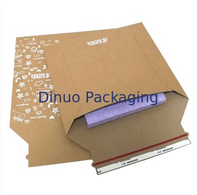 Custom Eco Friendly Stay Flat Brown Rigid Cardboard Envelope Mailer Kraft Paper Envelope Packaging