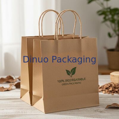 Recyclable Custom Paper Bags Offering 35gsm Thickness and 100 Bio-degradable Character Designed for Green Packaging Needs